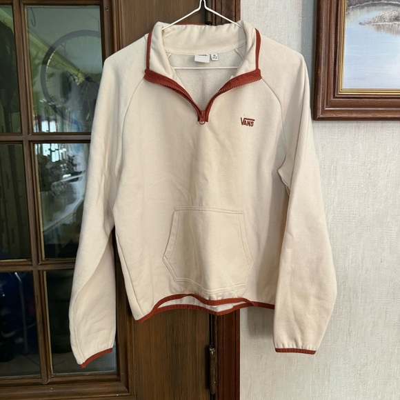 Vans Tops - Vans Women's Cream and Brown Pullover Sweatshirt